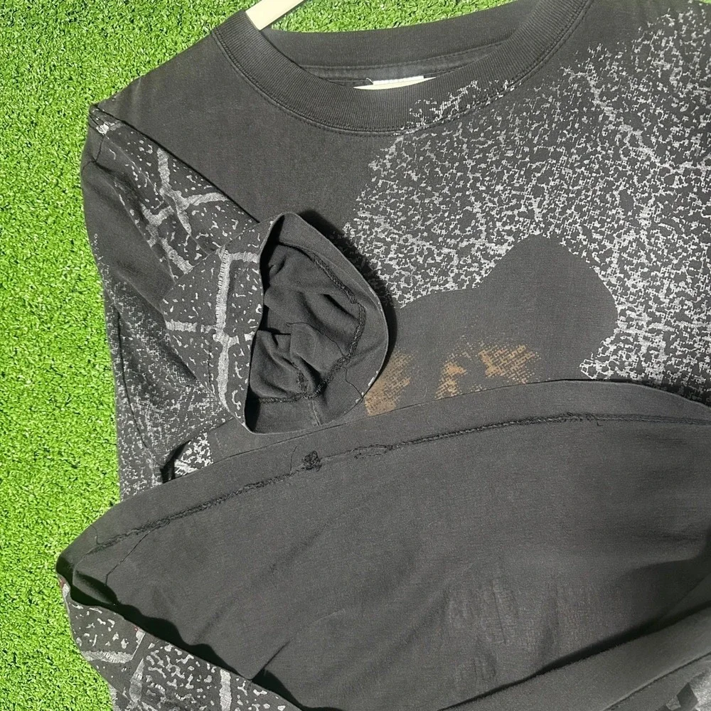 Vintage Reebok Blacktop All Over Print Basketball T-Shirt Mens‎ Large Black 90s